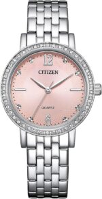 Citizen Lady EL3100-55W Stainless Steel 31mm Case Pink Dial Analog Quartz Watch