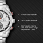 Kenneth Scott Men’s Multi Function Watch | White Dial, Silver Case & Strap, Round, 47mm-K24117-SBSW - Image 4