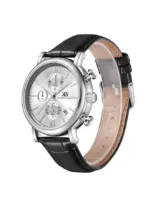 KENNETH SCOTT Men's Genuine Leather Chrono & Multi Function Watch K23151-SLBS - 43 mm