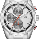 Kenneth Scott Men’s Multi Function Watch | White Dial, Silver Case & Strap, Round, 47mm-K24117-SBSW
