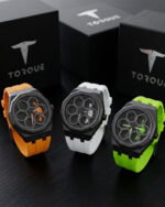 TORQUE SERIES LUXUARY CAR SPINNER WHEEL WATCHES WITH ORANGE STRAP BY VOGUE VENUE - Image 4