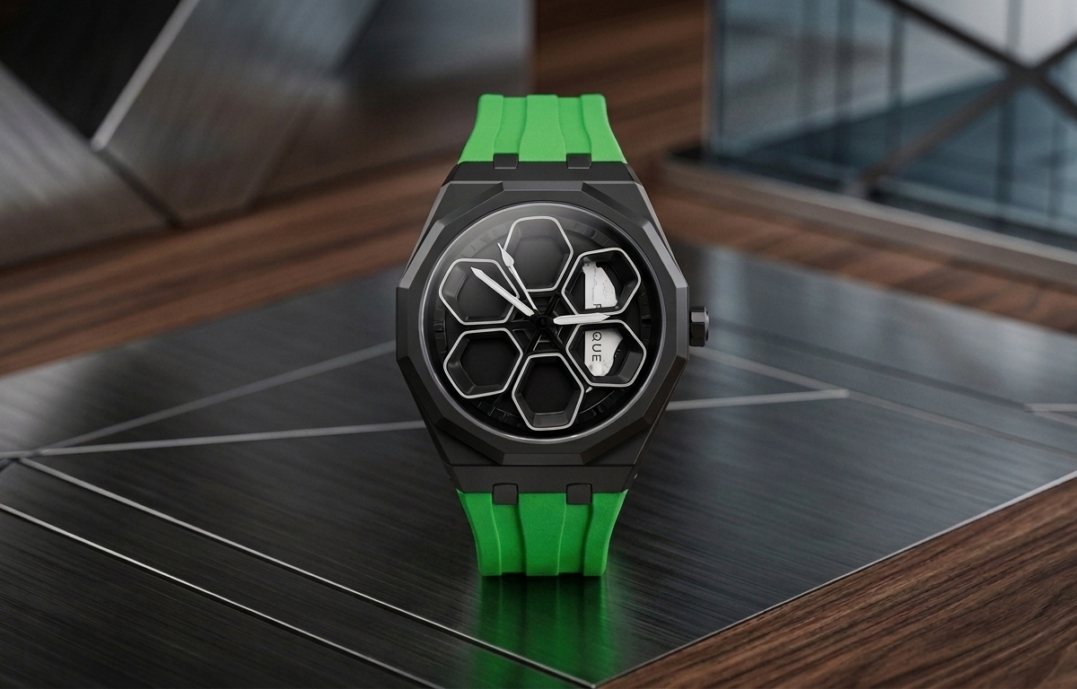 TORQUE SERIES LUXUARY CAR SPINNER WHEEL WATCHES WITH GREEN STRAP BY VOGUE VENUE