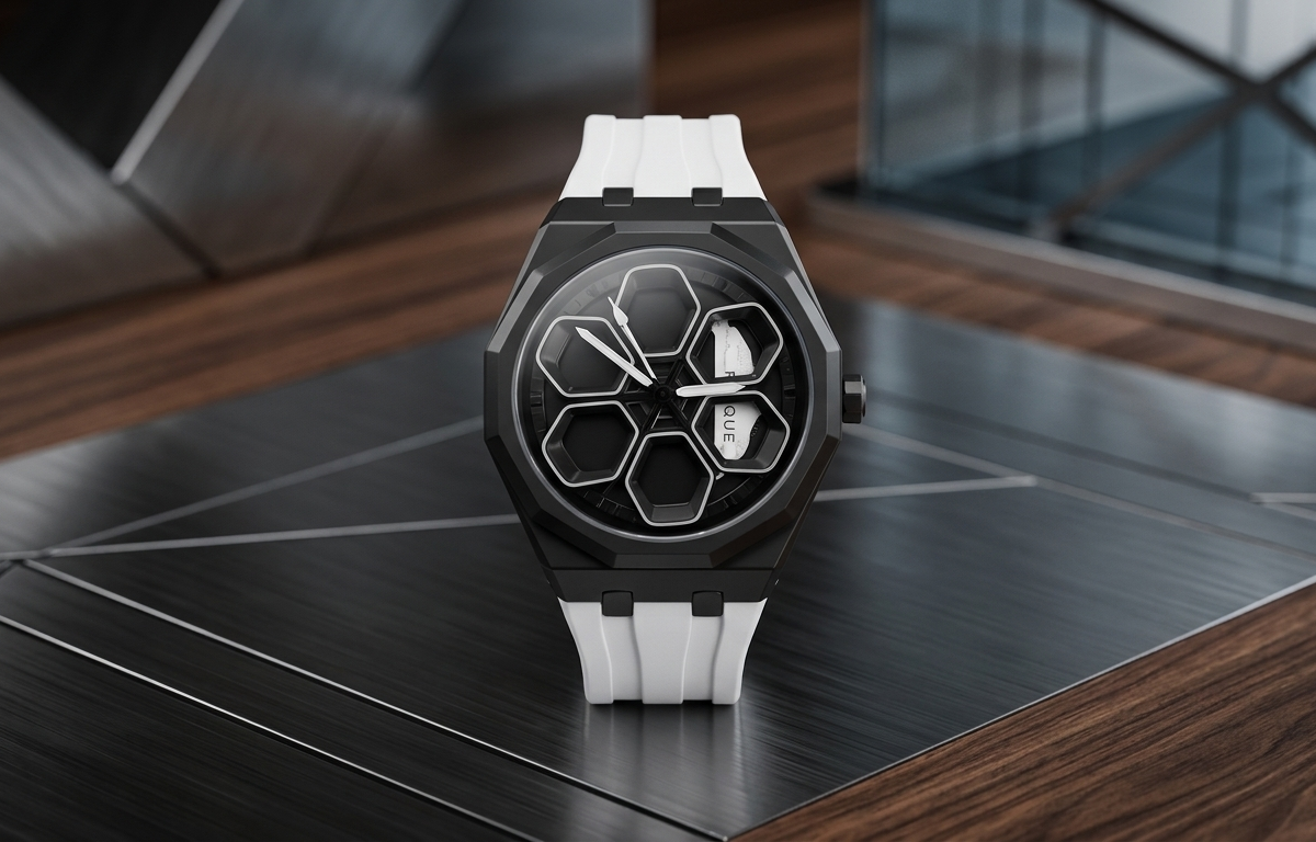 TORQUE SERIES LUXUARY CAR SPINNER WHEEL WATCHES WITH WHITE STRAP BY VOGUE VENUE