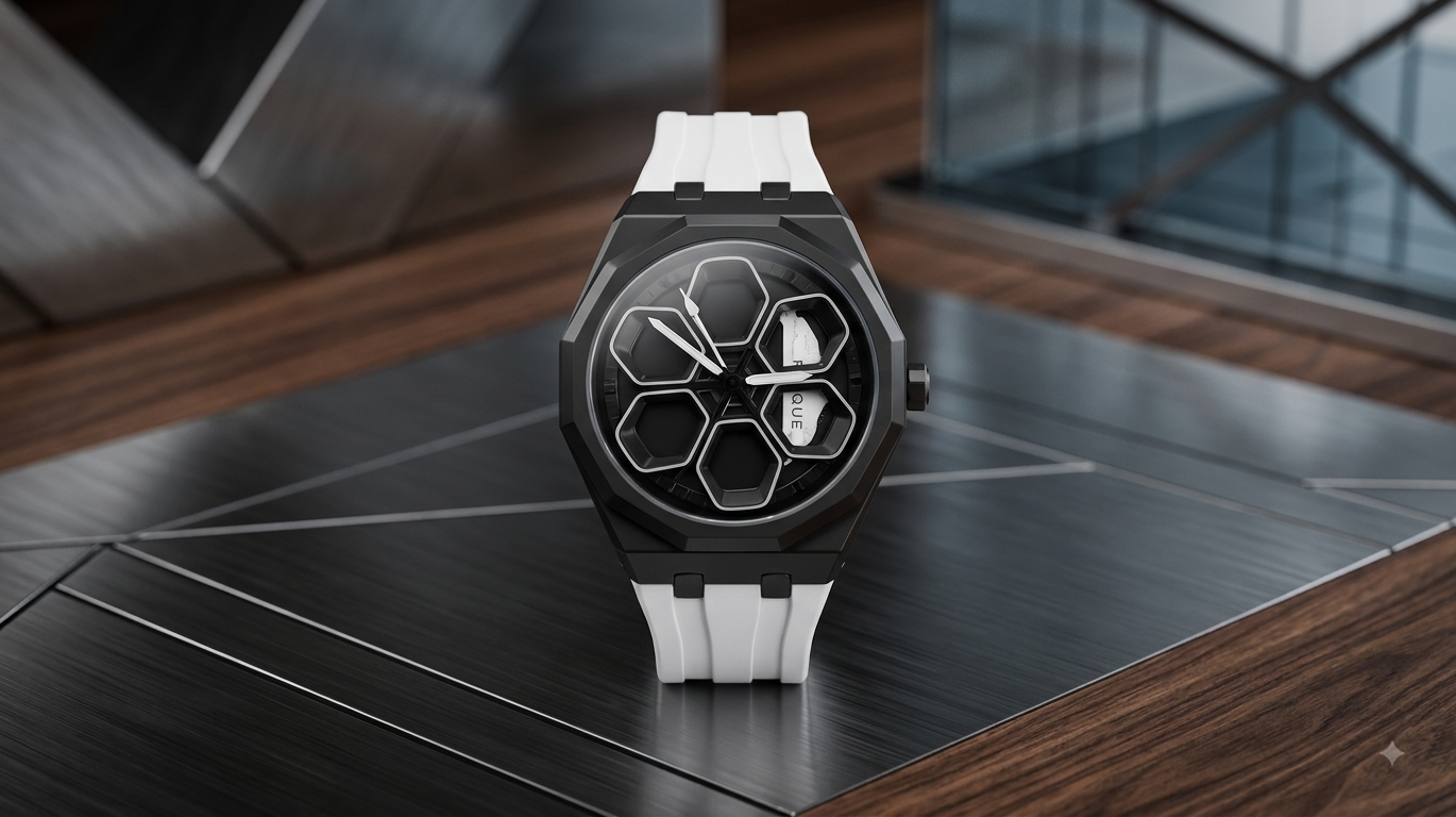 Gemini_Generated_Image_i8x3iii8x3iii8x3 TORQUE SERIES LUXUARY CAR SPINNER WHEEL WATCHES WITH WHITE STRAP BY VOGUE VENUE - Image 1