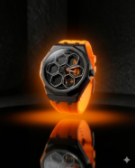 TORQUE SERIES LUXUARY CAR SPINNER WHEEL WATCHES WITH ORANGE STRAP BY VOGUE VENUE - Image 2