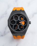 TORQUE SERIES LUXUARY CAR SPINNER WHEEL WATCHES WITH ORANGE STRAP BY VOGUE VENUE - Image 3