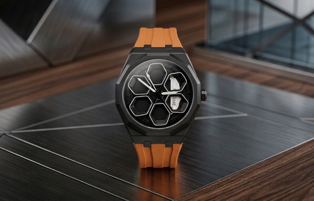 TORQUE SERIES LUXUARY CAR SPINNER WHEEL WATCHES WITH ORANGE STRAP BY VOGUE VENUE