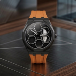 TORQUE SERIES LUXUARY CAR SPINNER WHEEL WATCHES WITH ORANGE STRAP BY VOGUE VENUE