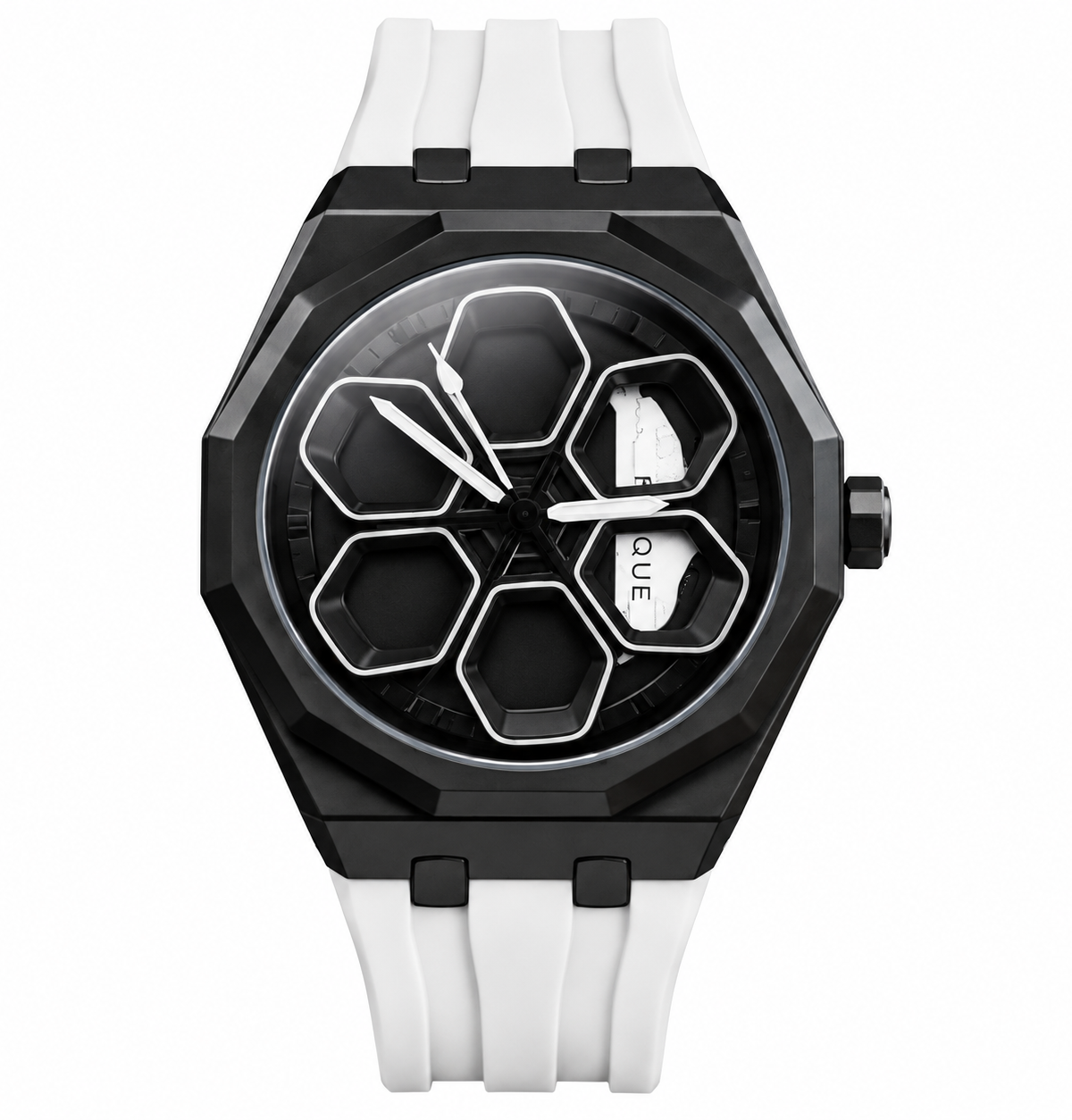TORQUE SERIES car spinner wheel watch with white strap
