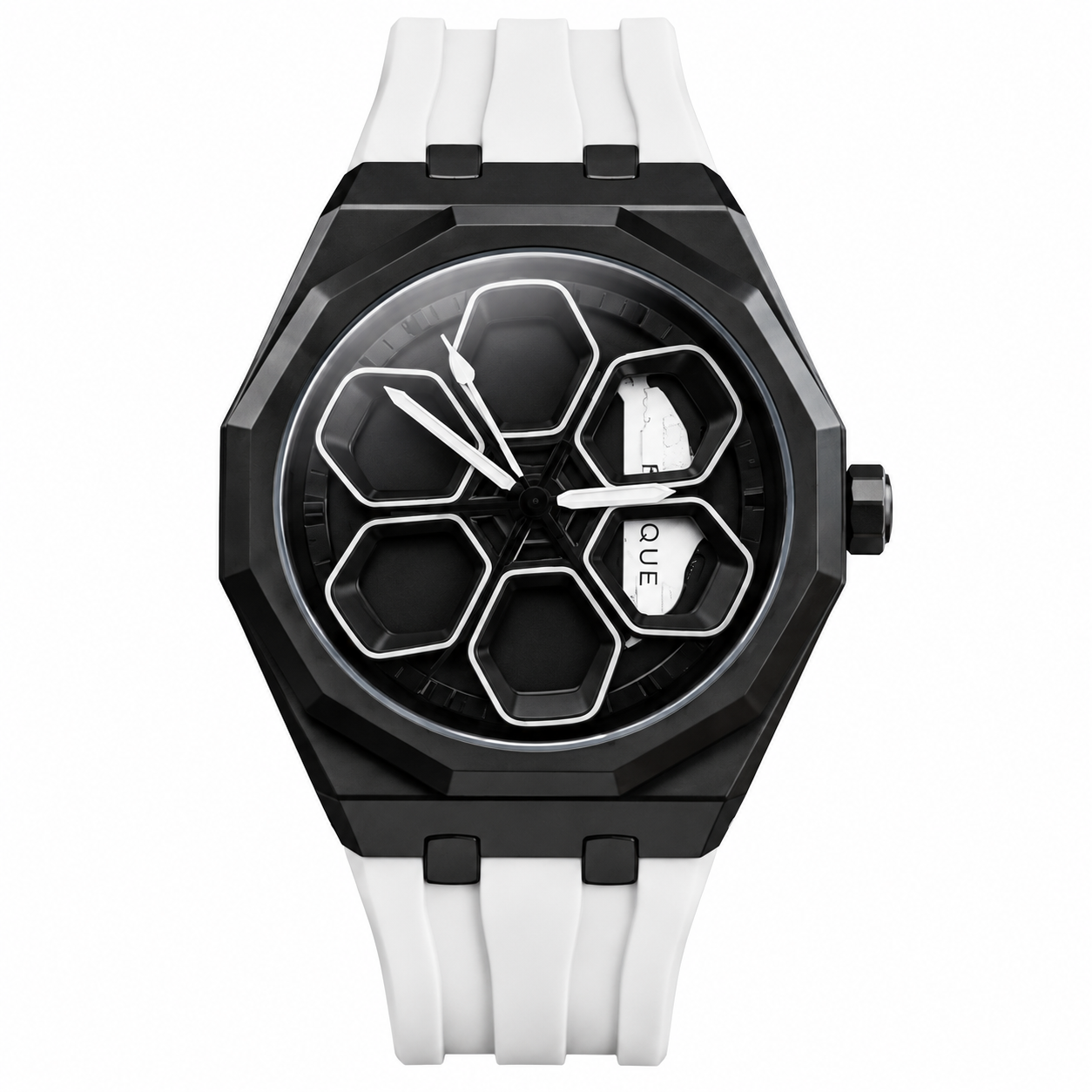 whitetorque TORQUE SERIES car spinner wheel watch with white strap